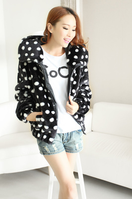 【秋冬爆款 廠家直銷代理 林心如同款熊耳朵波點毛絨棉衣外套2178】價格,廠家,圖片,女式棉衣,廣州市淑依蘇打服裝-